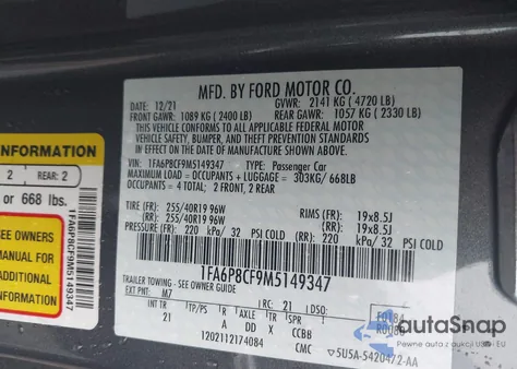 2021 Ford Mustang Gt from USA, damaged, VIN 1FA6P8CF9M5149347